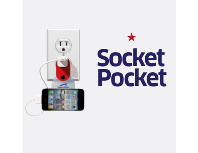Innovative Socket Pocket keeps your phone off of the floor with your brand!